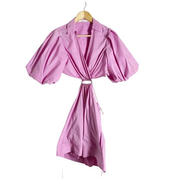 Jonathan Simkhai Aulora Pink Cut Out Short Sleeve A-Line Mini Dress Size Small - Picture 6 of 16